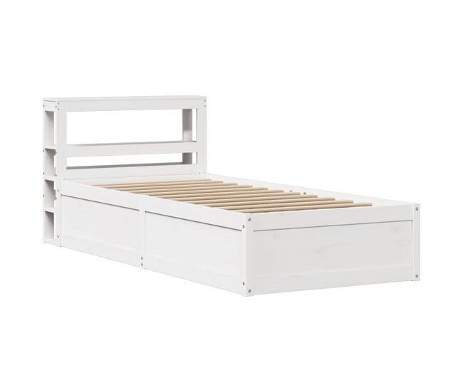 Estructura de cama individual para adultos con cabecero madera pino blanco 75x190 cm