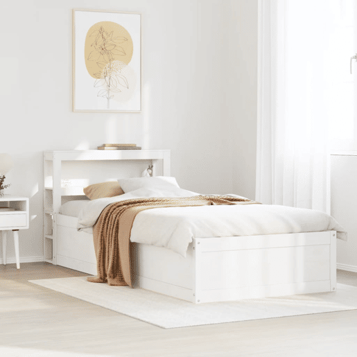 Estrutura de cama de solteiro para adultos c cabeceira 75x190 cm pinho maciço