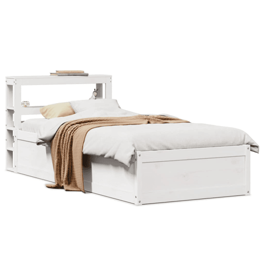Estrutura de cama de solteiro para adultos c cabeceira 75x190 cm pinho maciço