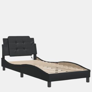 Estrutura de cama de solteiro para adultos com LED Zadar 90x190 cm preto