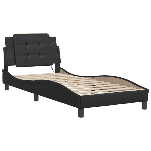 Estrutura de cama de solteiro para adultos com LED Zadar 90x190 cm preto