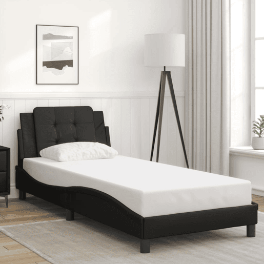 Estrutura de cama de solteiro para adultos com LED Zadar 90x190 cm preto
