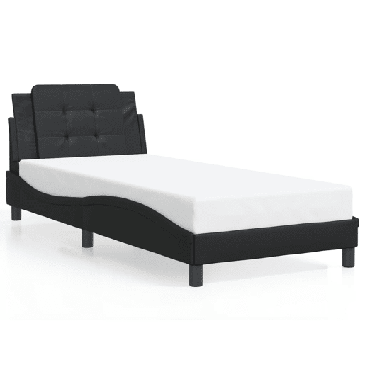 Estrutura de cama de solteiro para adultos com LED Zadar 90x190 cm preto