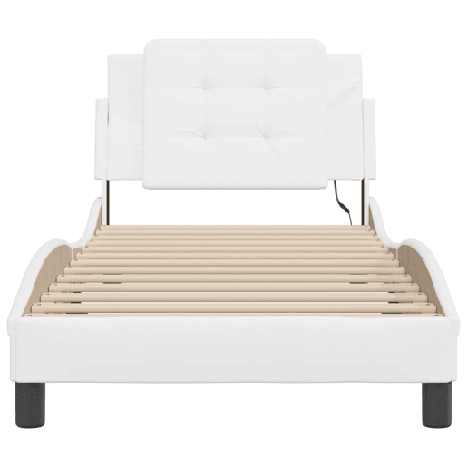 Estrutura de cama de solteiro para adultos com LED Zadar 90x190cm branco