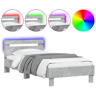 Estrutura de cama de solteiro moderno c cabeceiraluzes LED 90x190cm cinza cimento