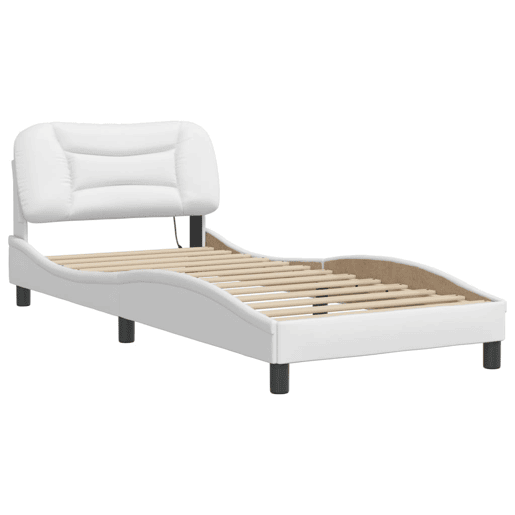 Estrutura de cama de solteiro para adultos com LED 90x190cm branco