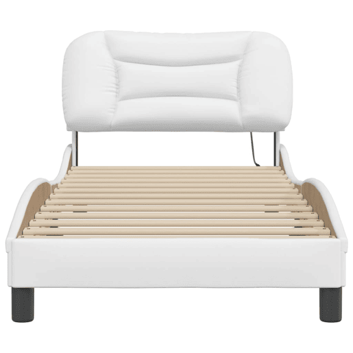 Estrutura de cama de solteiro para adultos com LED 90x190cm branco