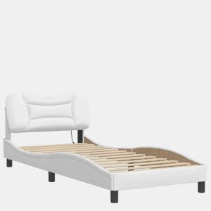 Estrutura de cama de solteiro para adultos com LED 90x200cm branco