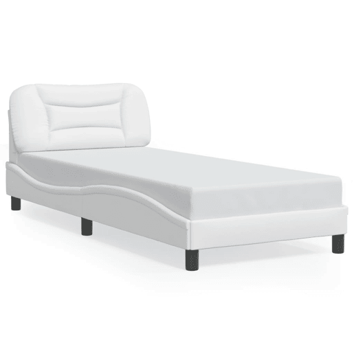 Estrutura de cama de solteiro para adultos com LED 90x200cm branco