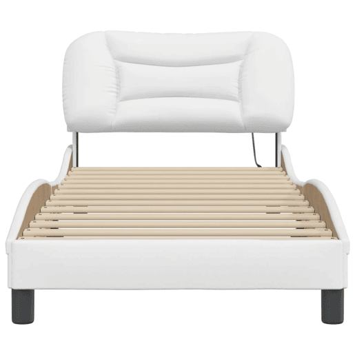 Estrutura de cama de solteiro para adultos com LED 90x200cm branco