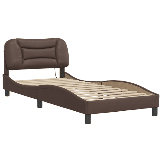 Estrutura de cama de solteiro para adultos com LED 90x200 cm castanho
