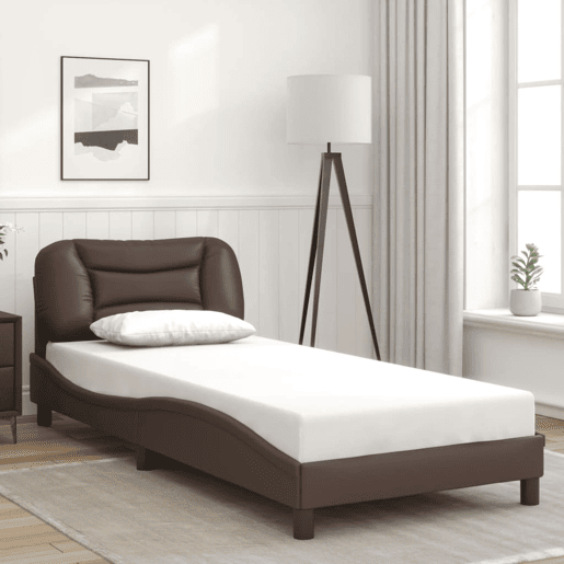 Estrutura de cama de solteiro para adultos com LED 90x200 cm castanho