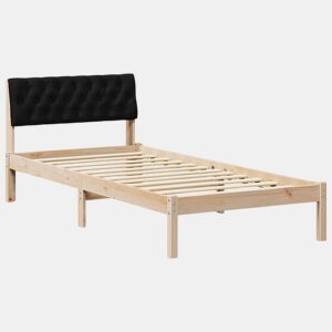 Estrutura de cama de solteiro simple com cabeceira - Castanho e preto 90 x 190 cm