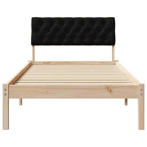 Estrutura de cama de solteiro simple com cabeceira - Castanho e preto 90 x 190 cm