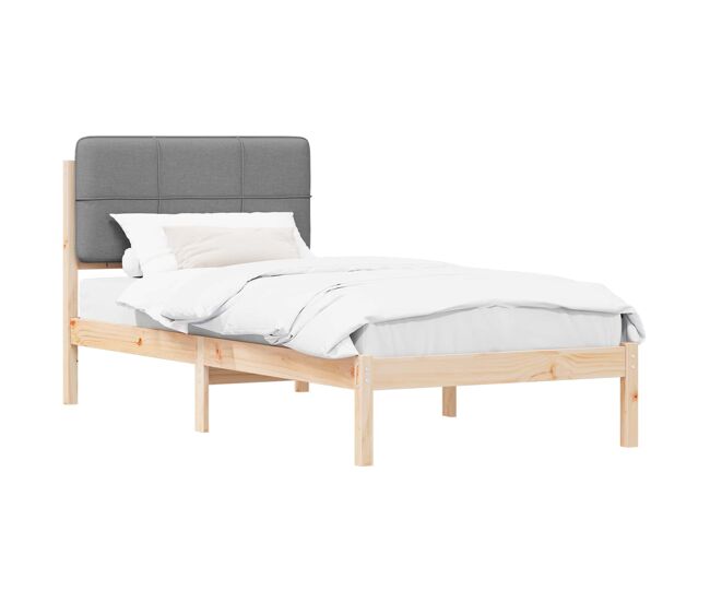 Estructura de cama simple para adultos con cabecera - tapizada gris claro 90 x 200 cm