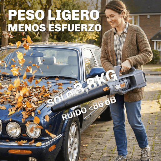 Outsunny Soprador de Folhas sem Fios 36V (2x18V) com 2 Baterias de 4.0Ah e Carregador, Motor sem Escovas 1000W, Modo Turbo, 3 Velocidades, Soprador Elétrico Leve para Jardim, Folhas, Pó e Neve