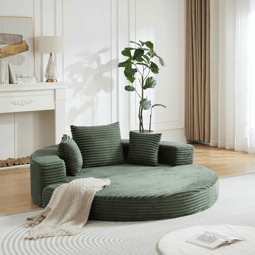 Sofá-cama de 1 lugar - 2 em 1, sofá semicircular e cama redonda - verde