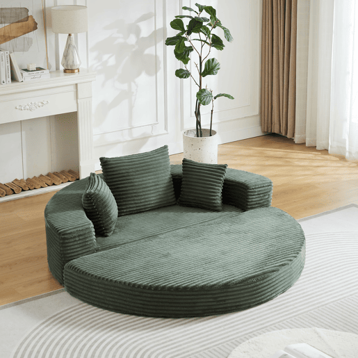 Sofá-cama de 1 lugar - 2 em 1, sofá semicircular e cama redonda - verde