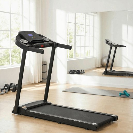 HOMCOM Passadeira para Casa 1-12 KMH 1,5HP Caminhar e Correr Elétrica com 12 Programas Rodas Ecrã LED Suporte para Telemóvel e 2 Suportes para Copos para Uso em Casa ou Escritório