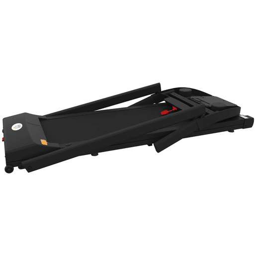 HOMCOM Passadeira para Casa 1-12 KMH 1,5HP Caminhar e Correr Elétrica com 12 Programas Rodas Ecrã LED Suporte para Telemóvel e 2 Suportes para Copos para Uso em Casa ou Escritório