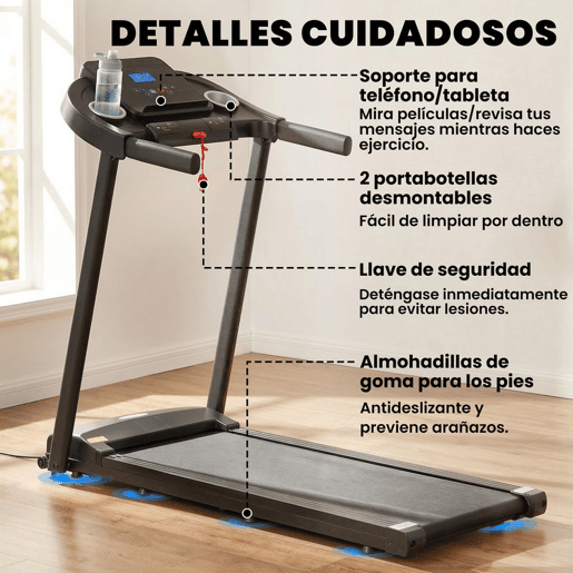 HOMCOM Passadeira para Casa 1-12 KMH 1,5HP Caminhar e Correr Elétrica com 12 Programas Rodas Ecrã LED Suporte para Telemóvel e 2 Suportes para Copos para Uso em Casa ou Escritório