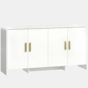 HOMCOM Aparador de Cozinha Armário de Cozinha com 4 Prateleiras 4 Portas com Fecho Suave Bordas Arredondadas Aparador para Sala de Jantar Móvel para TV de 72 Polegadas 152x40x80 cm Branco