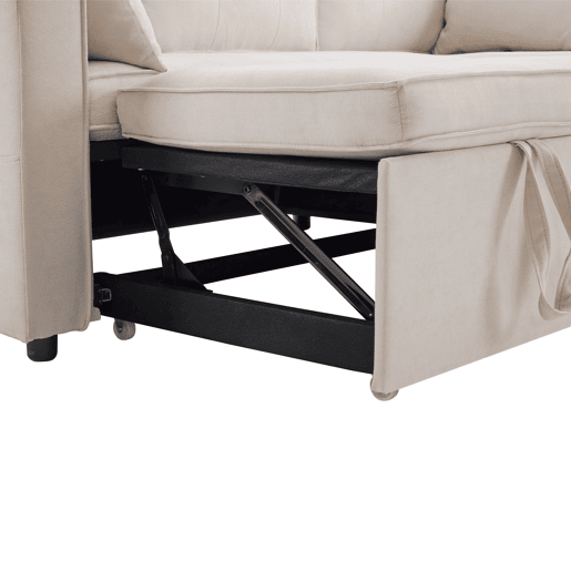 Sofá-cama em forma de L - design moderno, com arrumação e porta-copos - Bege