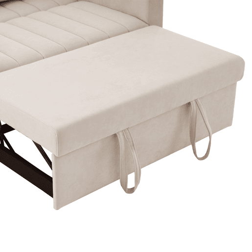 Sofá multifuncional moderno - Sofá-cama com função de descanso, encosto ajustável, com porta-copos e almofadas - Bege