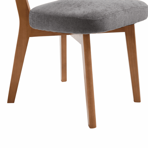 Cadeira de jantar (2 unidades) u2013 estilo moderno mid-century, pernas em madeira maciça, assento estofado u2013 cinzento