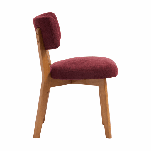 Cadeira de jantar (2 unidades) - estilo moderno mid-century, pernas de madeira, assento estofado - vermelho vinho