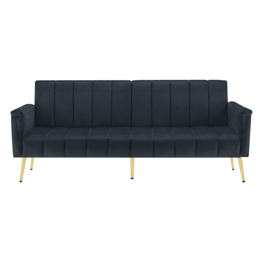 Sofá-cama moderno dobrável - com pés adicionais, com função de cama, em veludo - Preto
