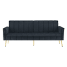 Sofá-cama moderno dobrável - com pés adicionais, com função de cama, em veludo - Preto