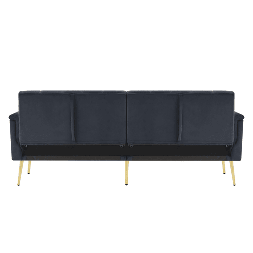 Sofá-cama moderno dobrável - com pés adicionais, com função de cama, em veludo - Preto
