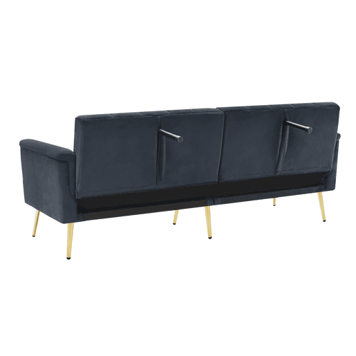 Sofá-cama moderno dobrável - com pés adicionais, com função de cama, em veludo - Preto