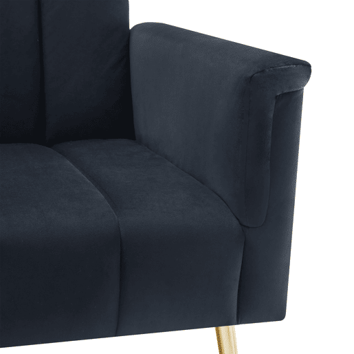 Sofá-cama moderno dobrável - com pés adicionais, com função de cama, em veludo - Preto