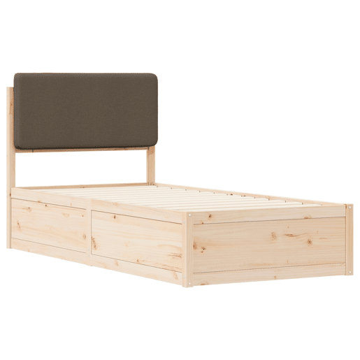 Estrutura de cama de solteiro Design com Cabeceira Estofada Cinzento-acastanhado
