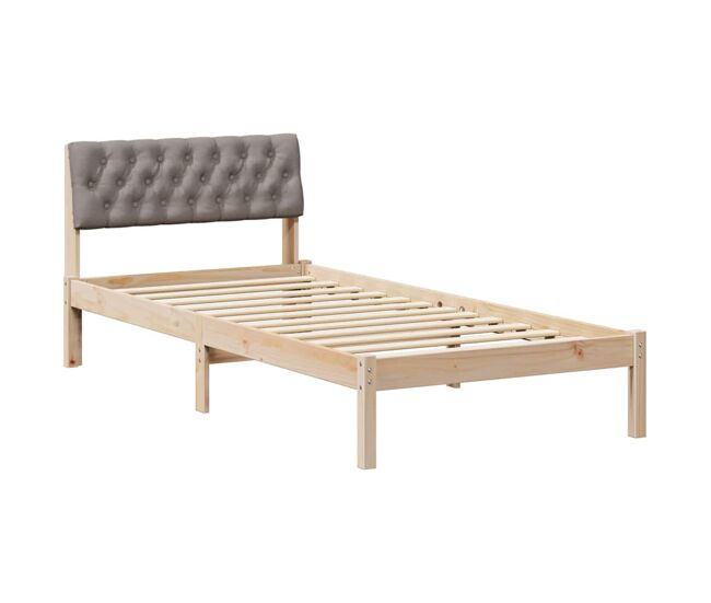Estructura de cama simple para adultos con cabecera - marrón y taupe 90 x 190 cm