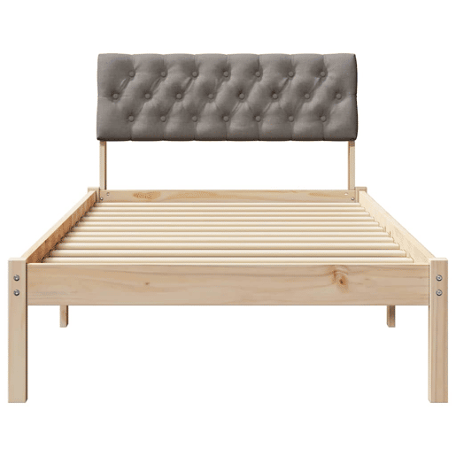 Estrutura de cama de solteiro para adultos com cabeceira Marrom e taupe 90 x 190 cm