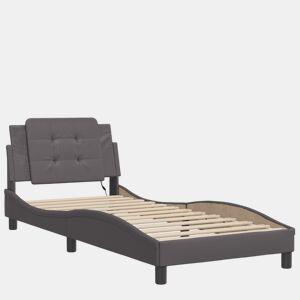Estrutura de cama de solteiro para adultos com LED Zadar 100x200cm cinza