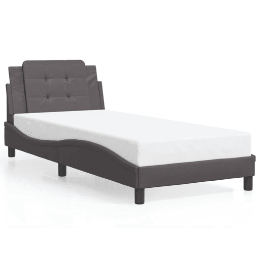 Estrutura de cama de solteiro para adultos com LED Zadar 100x200cm cinza