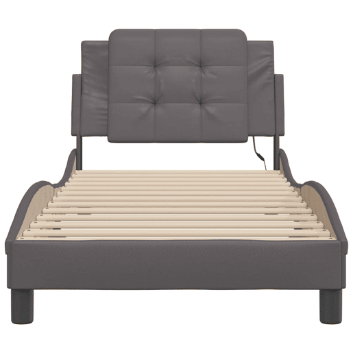 Estrutura de cama de solteiro para adultos com LED Zadar 100x200cm cinza
