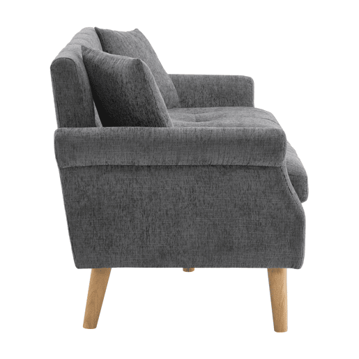 Sofá de 2 lugares estofado em chenille - 162x74x77 cm - Cinzento
