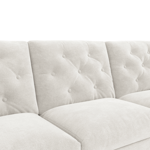 Sofá moderno de veludo 281x86x71 cm - Espaço de arrumação no canto, braços com bolsos - Bege