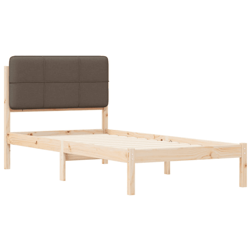 Estrutura de cama de solteiro Design com Cabeceira Estofada Cinzento-acastanhado