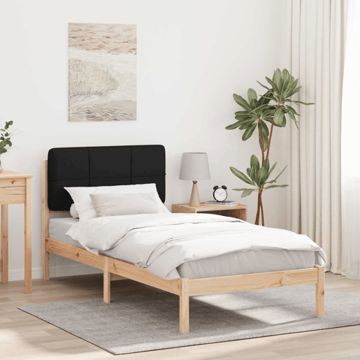Estrutura de cama de solteiro para adultos com Cabeceira Estofada Preto 90 x 200 cm