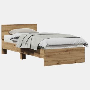 Estrutura de cama de solteiro moderno com cabeceira - Carvalho Artesanal 75 x 190 cm