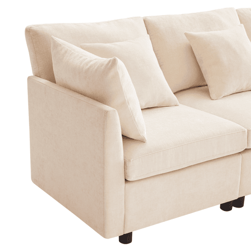 Sofá modular de 6 lugares - em forma de L, com apoio para os pés removível - Bege