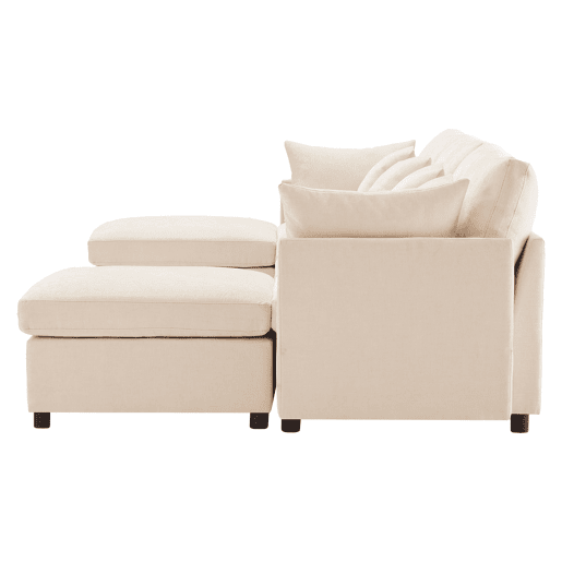 Sofá modular de 6 lugares - em forma de L, com apoio para os pés removível - Bege
