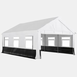 Outsunny Tenda para Festas 4x6 m, Tenda de Jardim com Estrutura em Aço Galvanizado, Laterais Removíveis, 2 Portas com Fecho, 6 Janelas, UPF30+, Pavilhão para Casamentos e Eventos, Cinzento e Branco