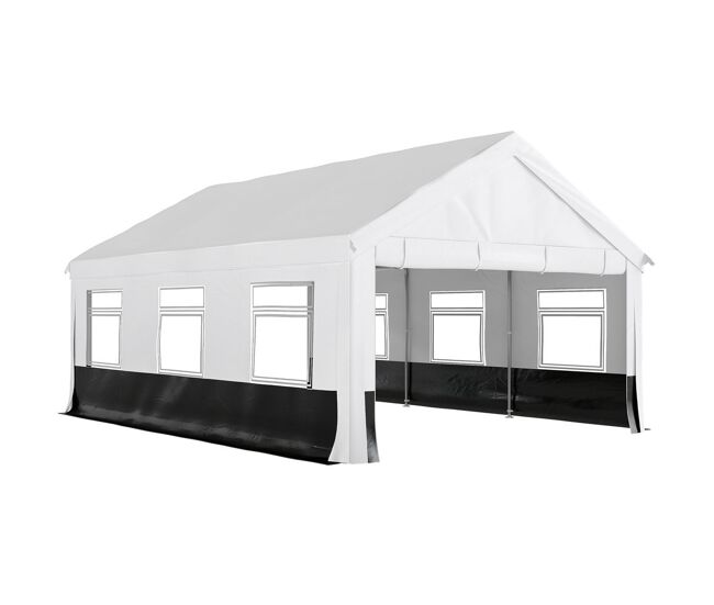 Outsunny carpa para fiesta 4x6 m, carpa de jardín con estructura acero galvanizado, laterales extraíbles, 2 puertas con cremallera, 6 ventanas, upf30+, cenador gazabo para boda, eventos, gris y blanco